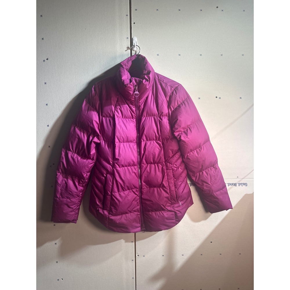 Athleta Womens Magenta Purple Quilted Puffer Jacket Funnel Neck Size Large
